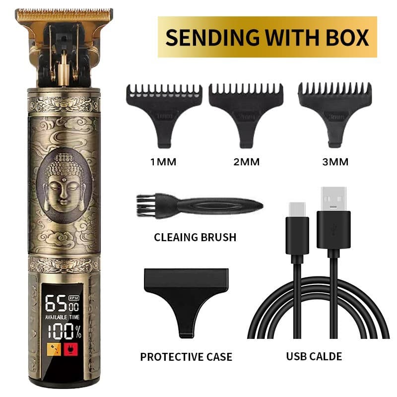 Buddha-Emboss Vintage Cordless Hair Trimmer — Bronze