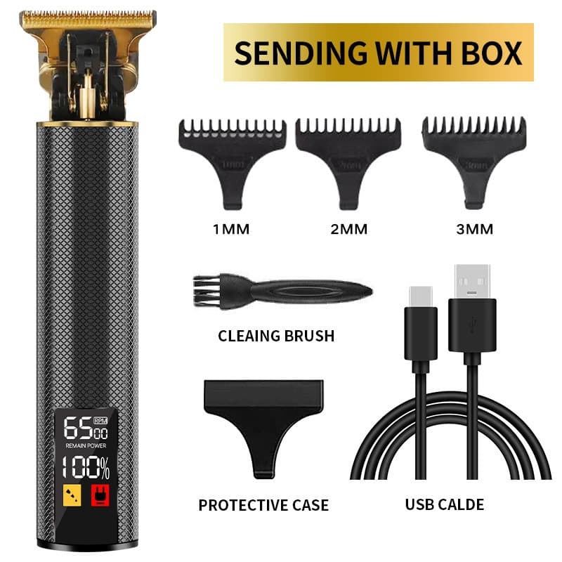 Gold T-Blade Cordless Hair Trimmer with LCD — Gunmetal