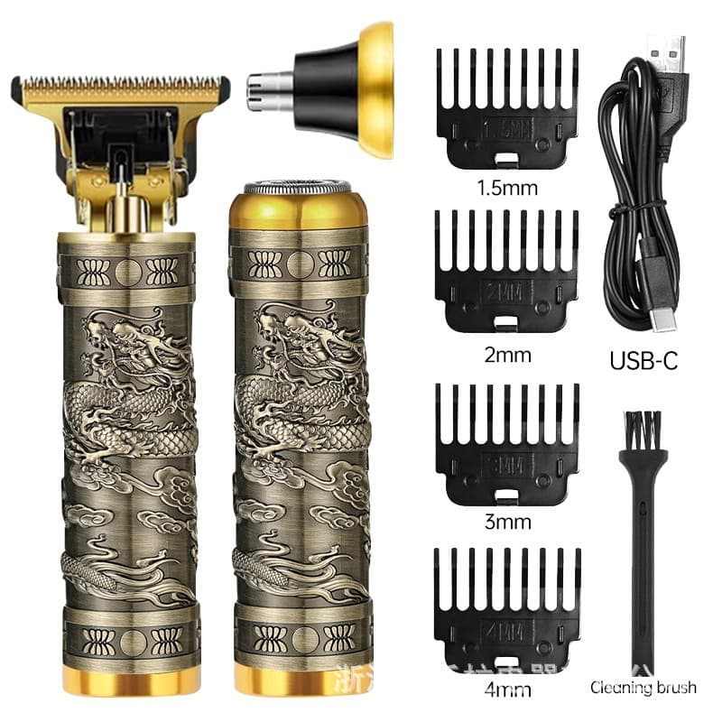 Dragon-Embossed Cordless Outliner Trimmer Kit — Bronze Gold