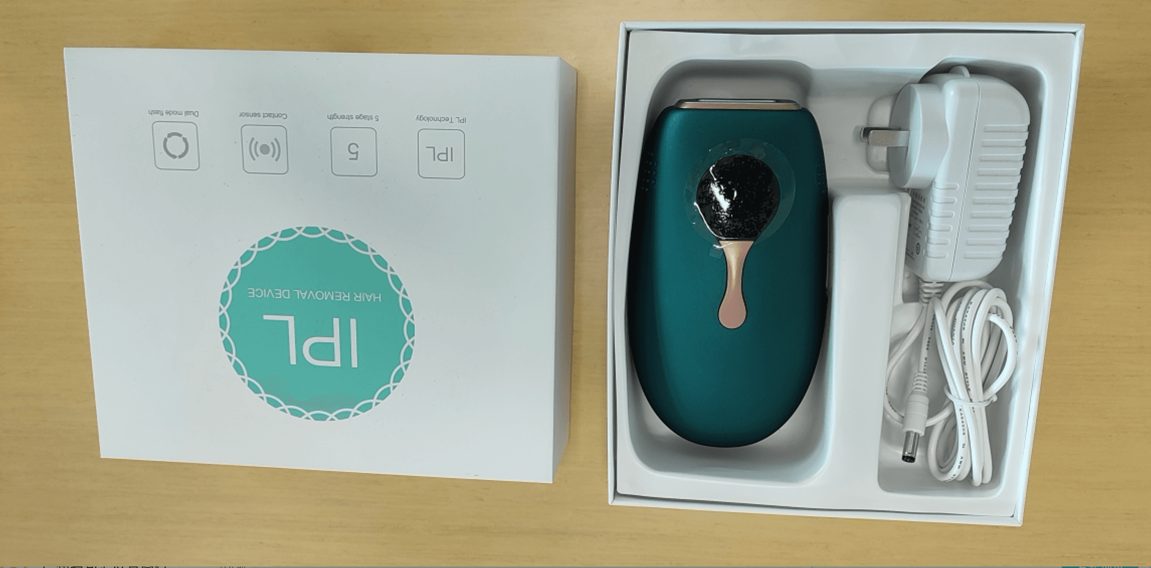 Teal & Rose-Gold IPL Hair Removal Device — 5 Levels