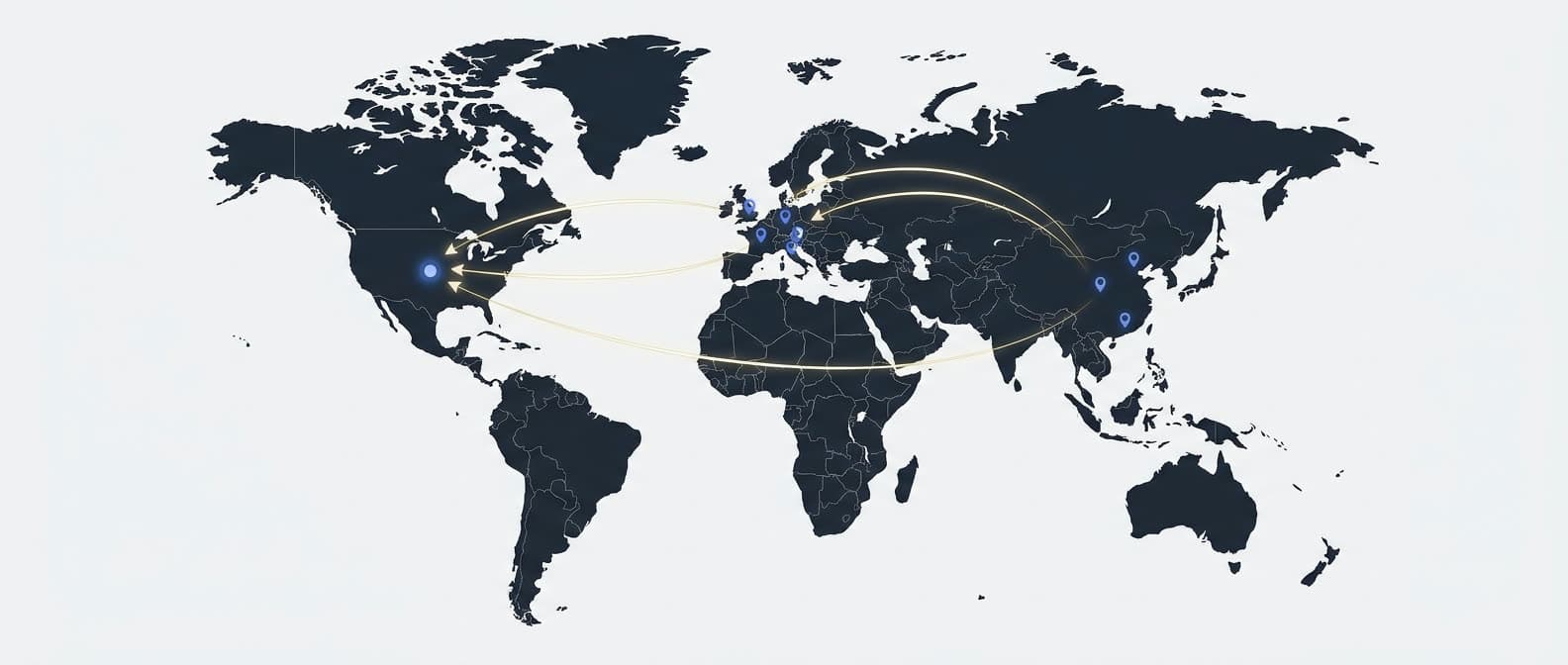 Global sourcing routes converging on the United States